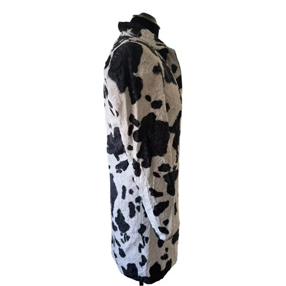 Vintage 90s Cache Cow Faux Fur Trench Coat - Picture 2 of 7